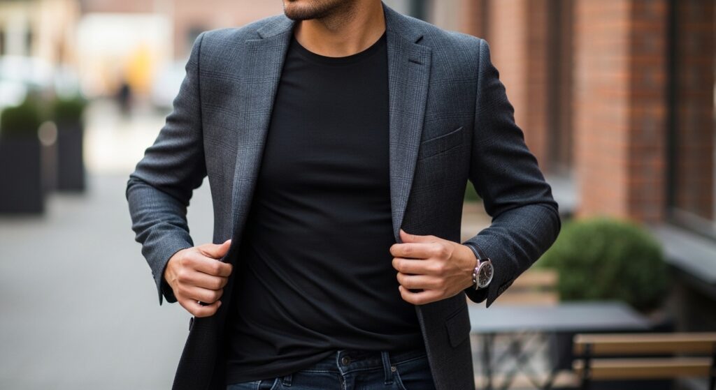 Black T-Shirt with Blazer